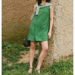 Pomander Place Green Textured Sleeveless Shift Dress